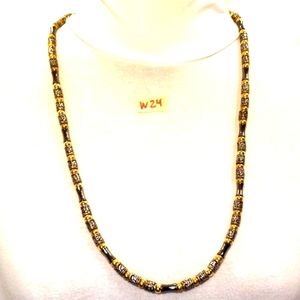 Pyrite Hematite Gold Polished Carved  Beads 28 Inch Long Vintage Opera Necklace!